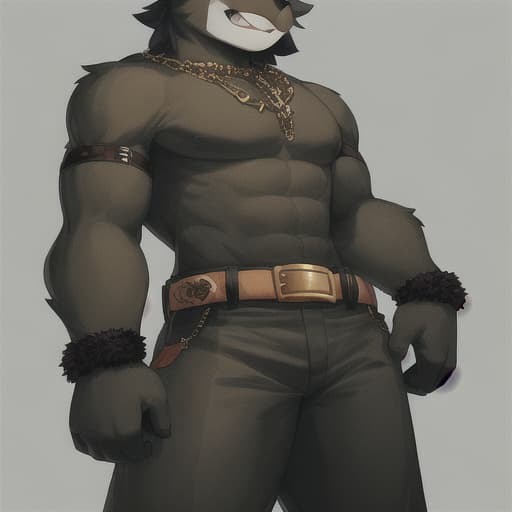  furry with belts around his