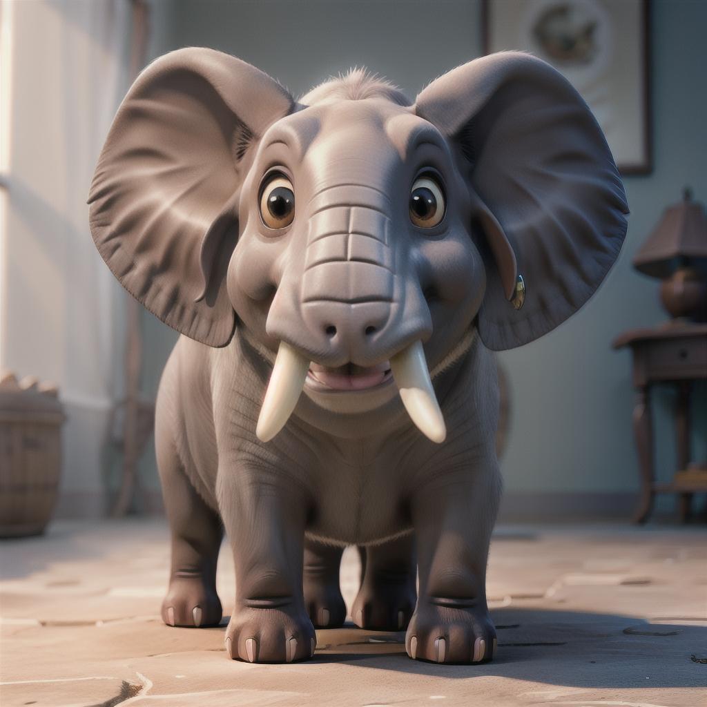  Image of elephant hyperrealistic, full body, detailed clothing, highly detailed, cinematic lighting, stunningly beautiful, intricate, sharp focus, f/1. 8, 85mm, (centered image composition), (professionally color graded), ((bright soft diffused light)), volumetric fog, trending on instagram, trending on tumblr, HDR 4K, 8K