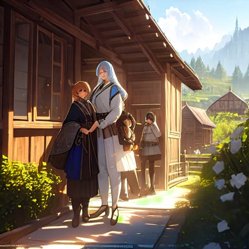  (HAPPY FAMILY WITH CHILDREN IN FRONT OF COB DOME HOME ADOBE HOME IN AN ECOVILLAGE SETTING), anime, highly detailed, 4k, high quality, trending on art station hyperrealistic, full body, detailed clothing, highly detailed, cinematic lighting, stunningly beautiful, intricate, sharp focus, f/1. 8, 85mm, (centered image composition), (professionally color graded), ((bright soft diffused light)), volumetric fog, trending on instagram, trending on tumblr, HDR 4K, 8K