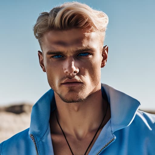 portrait+ style Russian queer fitness model blonde hunk dude face