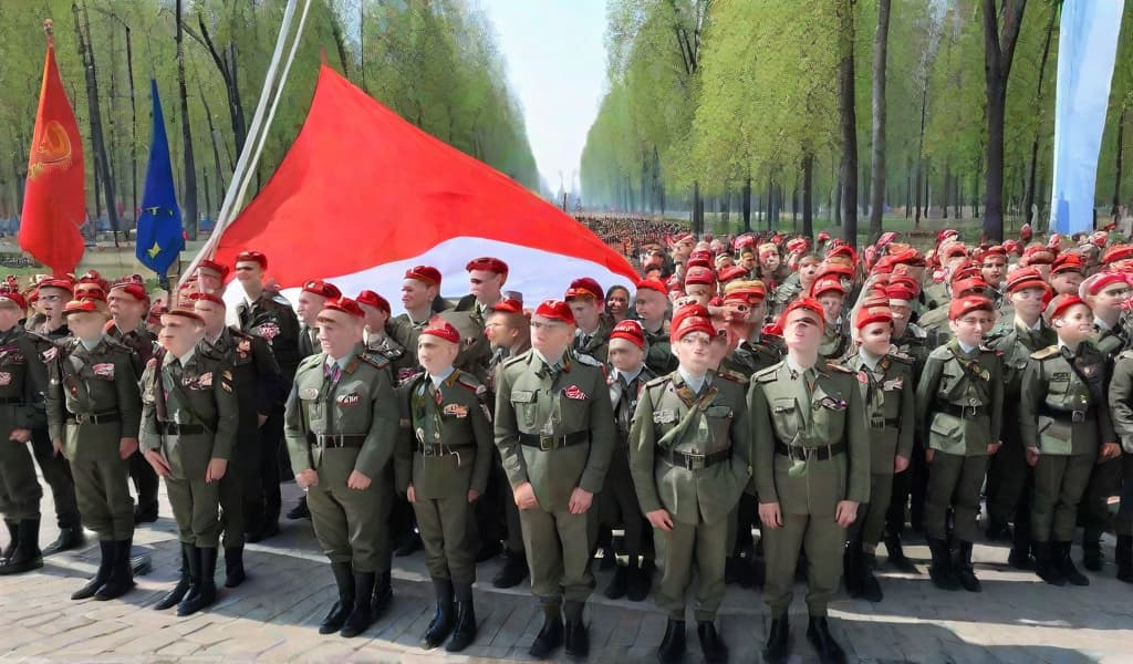  On the eve of the main holiday of our country, on May 8, the guys in the form of paratroopers went to the eternal fire.On the way to the monument cones to the Great Patriotic War, the children and I sang military songs.The children at the uniform monument to the fallen in the Great Patriotic War paid tribute to all the soldiers who did not return from the war, to everyone who died in battles and did not live until today.The children laid bright flowers and bowed to the soldiers who died in the Great Patriotic War. In the conclusion, I would like to say that the life of our children was saturated and interesting, that they grow up educated, cultural, happy and kind people and never encounter war.Such promotions help children instill patrioti hyperrealistic, full body, detailed clothing, highly detailed, cinematic lighting, stunningly beautiful, intricate, sharp focus, f/1. 8, 85mm, (centered image composition), (professionally color graded), ((bright soft diffused light)), volumetric fog, trending on instagram, trending on tumblr, HDR 4K, 8K