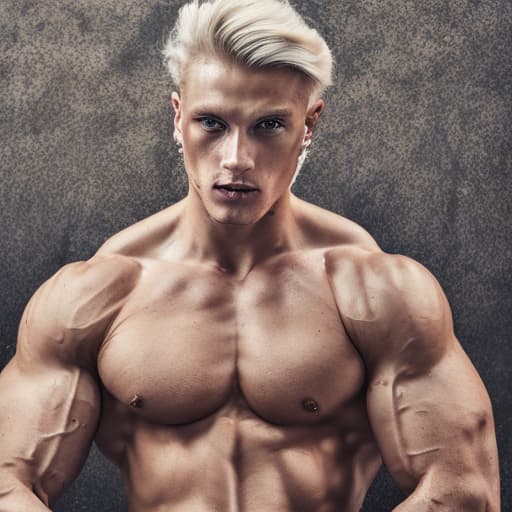 portrait+ style Russian queer fitness model blonde hunk dude face