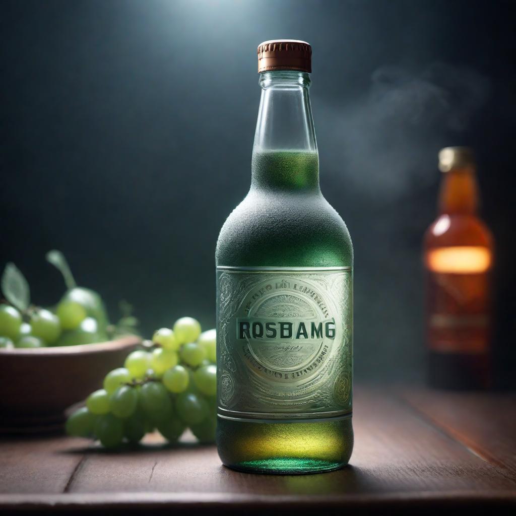  a bottle hyperrealistic, full body, detailed clothing, highly detailed, cinematic lighting, stunningly beautiful, intricate, sharp focus, f/1. 8, 85mm, (centered image composition), (professionally color graded), ((bright soft diffused light)), volumetric fog, trending on instagram, trending on tumblr, HDR 4K, 8K