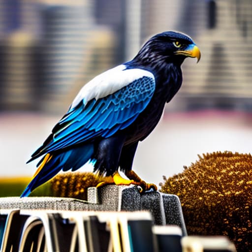 wa-vy style Eagle hyperrealistic, full body, detailed clothing, highly detailed, cinematic lighting, stunningly beautiful, intricate, sharp focus, f/1. 8, 85mm, (centered image composition), (professionally color graded), ((bright soft diffused light)), volumetric fog, trending on instagram, trending on tumblr, HDR 4K, 8K