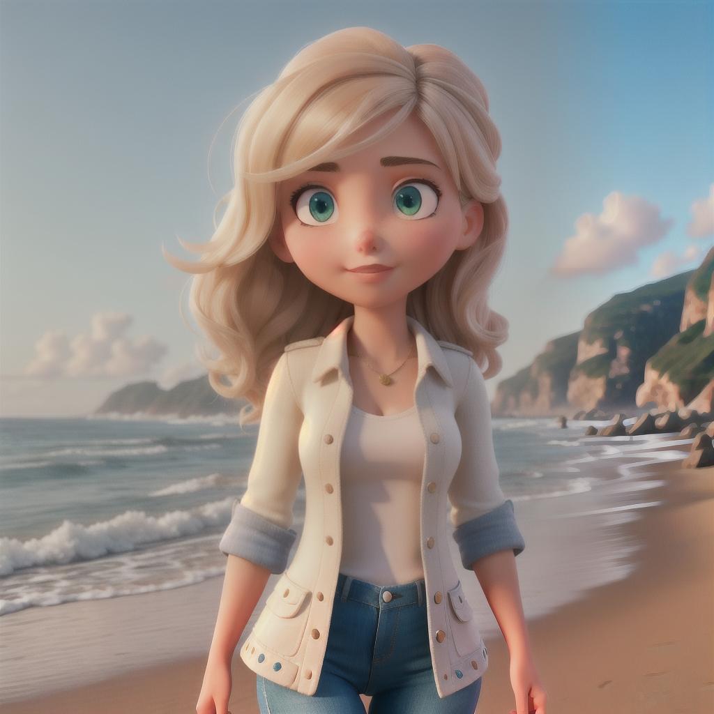  Girl on the beach hyperrealistic, full body, detailed clothing, highly detailed, cinematic lighting, stunningly beautiful, intricate, sharp focus, f/1. 8, 85mm, (centered image composition), (professionally color graded), ((bright soft diffused light)), volumetric fog, trending on instagram, trending on tumblr, HDR 4K, 8K