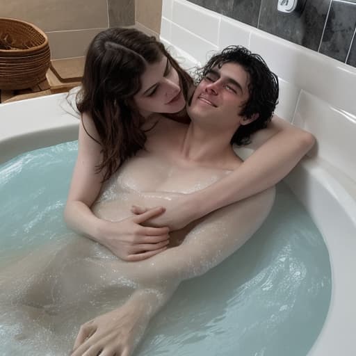  Alexandra Daddario en su luna de miel con su esposo. están teniendo sexo en la ducha. están excitados