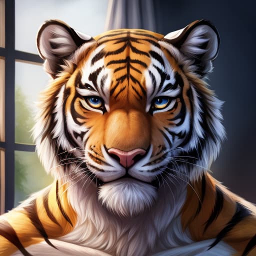  tiger male penis, open eyes, digital art, masterpiece, 4k, fine details,