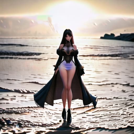  a beautiful girl is in beach hyperrealistic, full body, detailed clothing, highly detailed, cinematic lighting, stunningly beautiful, intricate, sharp focus, f/1. 8, 85mm, (centered image composition), (professionally color graded), ((bright soft diffused light)), volumetric fog, trending on instagram, trending on tumblr, HDR 4K, 8K