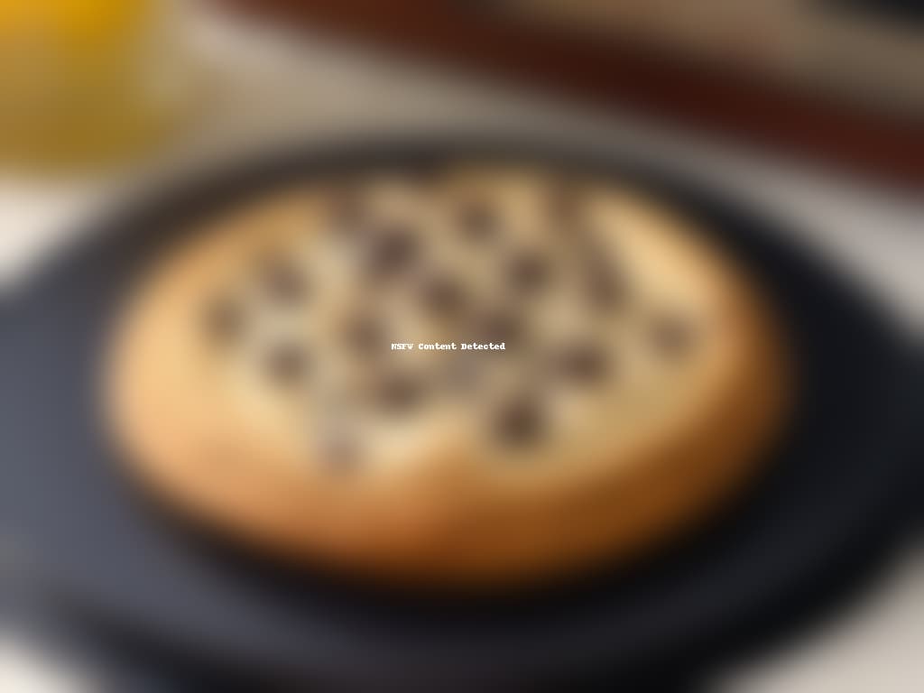  A closeup, ultradetailed image of a perfectly baked chocolate chip cookie, fresh out of the oven, with golden edges and gooey chocolate chips oozing out, sitting on a sleek, modern black plate. The cookie is placed on a marble countertop, exuding warmth and delicious aroma, with soft natural light illuminating its textures and colors, inviting the viewer to savor its homemade goodness. hyperrealistic, full body, detailed clothing, highly detailed, cinematic lighting, stunningly beautiful, intricate, sharp focus, f/1. 8, 85mm, (centered image composition), (professionally color graded), ((bright soft diffused light)), volumetric fog, trending on instagram, trending on tumblr, HDR 4K, 8K