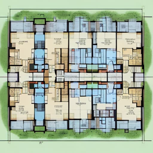  Layout plan of six-storey residential quarters,