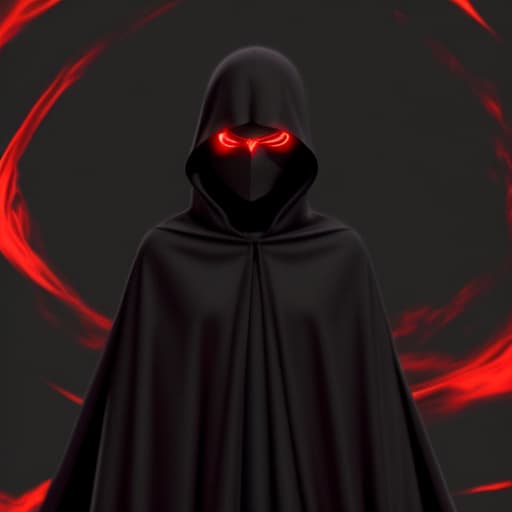  Evil Red apparition with black hole face with black shadow cloak