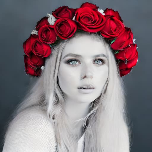 portrait+ style red white roses