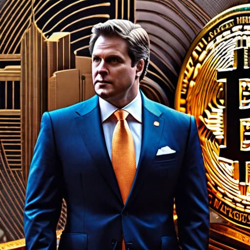  Bitcoin Revolutionizing Corporate Finance: Michael Saylor's Insights hyperrealistic, full body, detailed clothing, highly detailed, cinematic lighting, stunningly beautiful, intricate, sharp focus, f/1. 8, 85mm, (centered image composition), (professionally color graded), ((bright soft diffused light)), volumetric fog, trending on instagram, trending on tumblr, HDR 4K, 8K