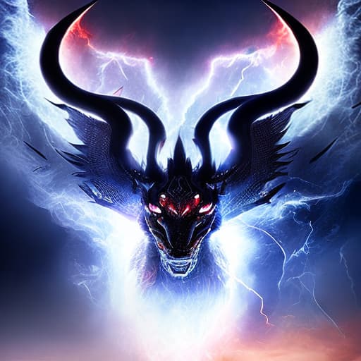 mdjrny-v4 style A menacing demon with shadowy, obsidian horns and fiery crimson eyes standing tall atop a smoldering mountaintop, surrounded by billowing black smoke and a swirling vortex of darkness.
