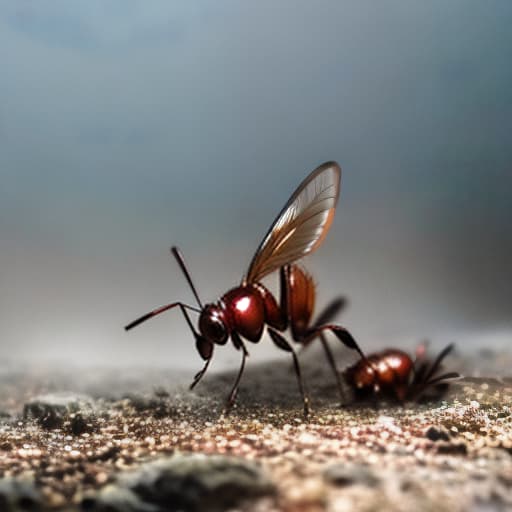  ants getting sprayed by raid an dying hyperrealistic, full body, detailed clothing, highly detailed, cinematic lighting, stunningly beautiful, intricate, sharp focus, f/1. 8, 85mm, (centered image composition), (professionally color graded), ((bright soft diffused light)), volumetric fog, trending on instagram, trending on tumblr, HDR 4K, 8K