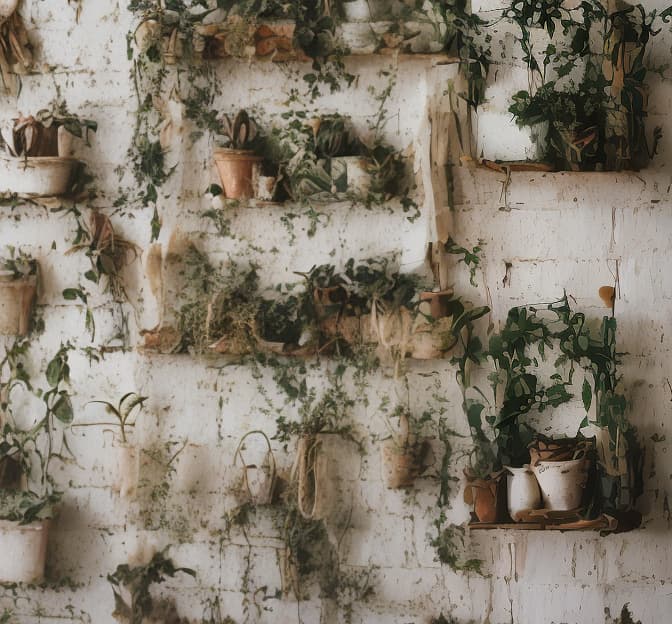 analog style wooden rack with door ...and upper side plants arrange in rack in check design for office