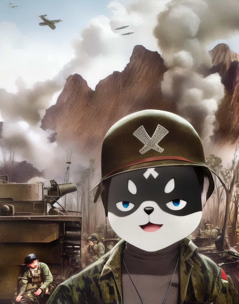  , Scared face in war, meme, ((best quality)), ((masterpiece)), highly detailed, absurdres, HDR 4K, 8K