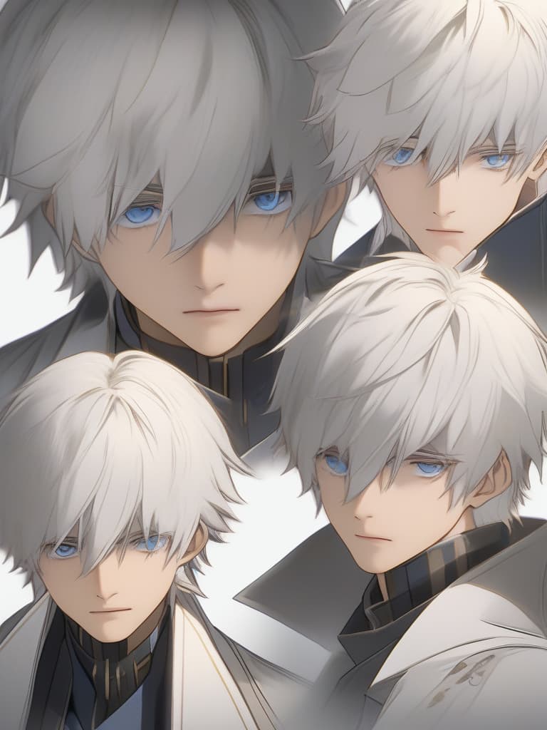  Masterpiece,one male,delicate white hair color,(short hair),serious face,blue eyes color,delicate face,face up,larynx,fresh,high quality,8K, masterpiece, best quality,8k,ultra detailed,high resolution,an extremely delicate and beautiful,hyper detail