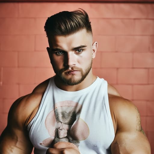 portrait+ style russian homosexual queer powerlifter blonde very cute dude face