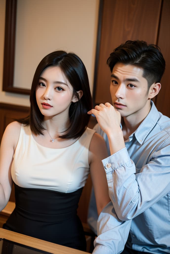  male and female couple, ADVERTISING PHOTO,high quality, good proportion, masterpiece , The image is captured with an 8k camera and edited using the latest digital tools to produce a flawless final result.