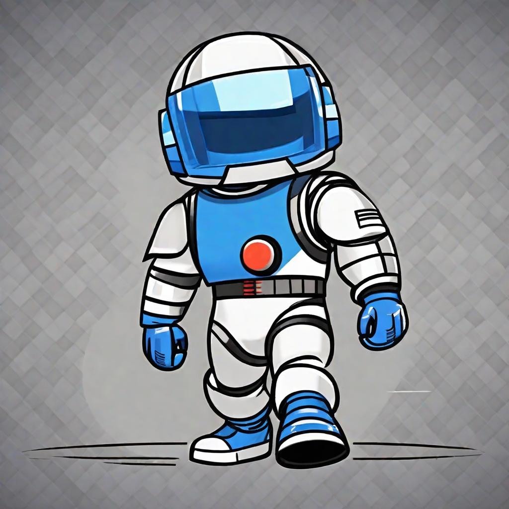  masterpiece, best quality, draw a cut little space guy with a helmet with a blue hoodie white helmet and silver shoes and gloves