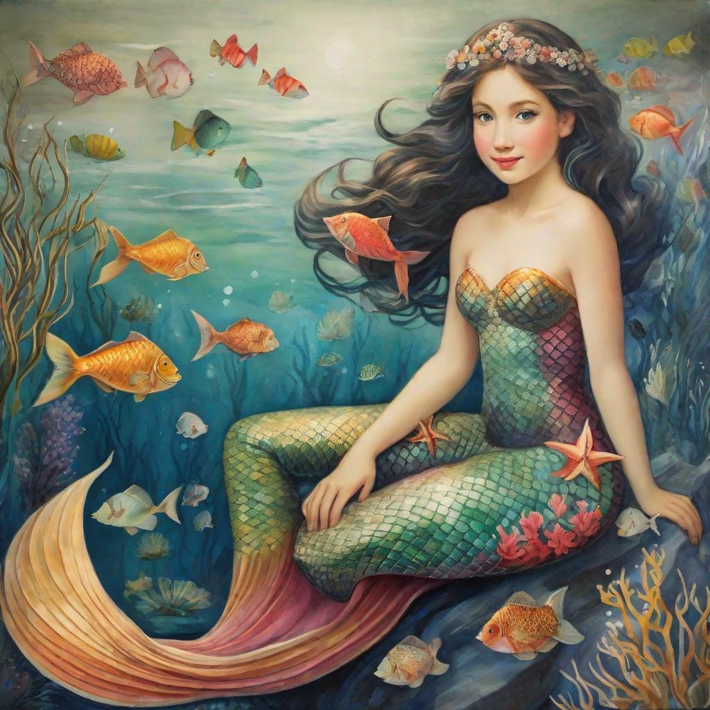  masterpiece, best quality,Draw a mermaid.