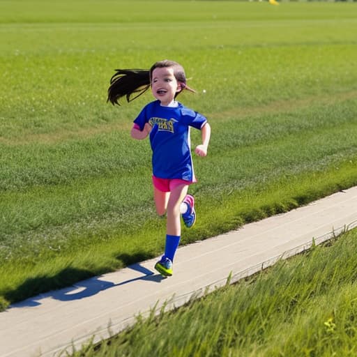  A little girl was running in the field,