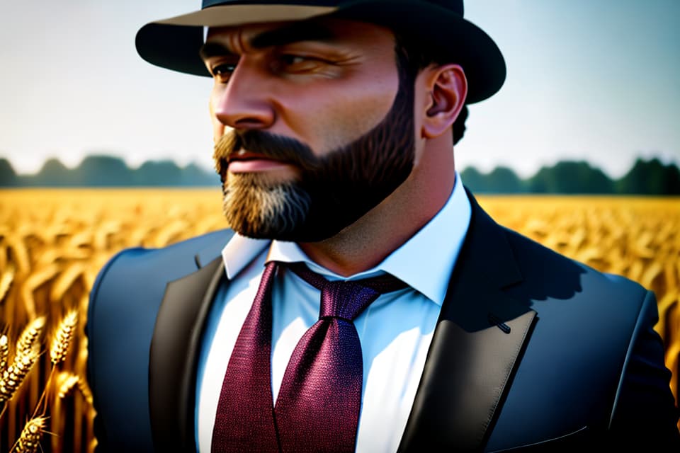  Photo, portrait, multi -person, truck driver, suit jacket, wheat field, visual error hyperrealistic, full body, detailed clothing, highly detailed, cinematic lighting, stunningly beautiful, intricate, sharp focus, f/1. 8, 85mm, (centered image composition), (professionally color graded), ((bright soft diffused light)), volumetric fog, trending on instagram, trending on tumblr, HDR 4K, 8K