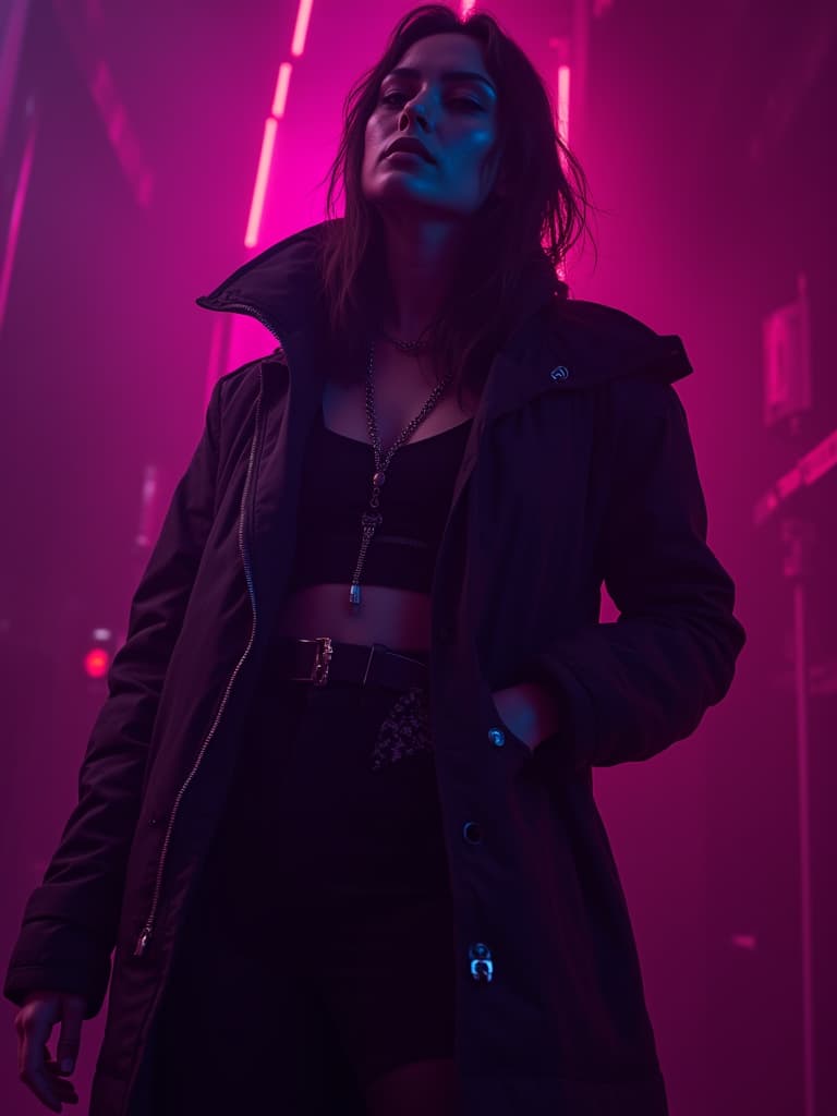  neonpunk style dark background for stories on the topic of personal development, cyberpunk, vaporwave, neon, vibes, vibrant, stunningly beautiful, crisp, detailed, sleek, ultramodern, magenta highlights, dark purple shadows, high contrast, cinematic, ultra detailed, intricate, professional