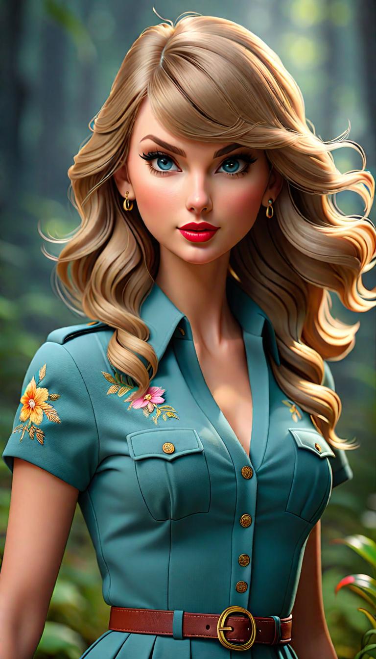  Professional 3D model of Taylor Swift as a tour guide . Rendered with Octane, the model is highly detailed,dramatic lighting. hyperrealistic, full body, detailed clothing, highly detailed, cinematic lighting, stunningly beautiful, intricate, sharp focus, f/1. 8, 85mm, (centered image composition), (professionally color graded), ((bright soft diffused light)), volumetric fog, trending on instagram, trending on tumblr, HDR 4K, 8K