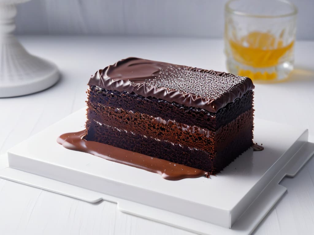  An ultradetailed image of a single piece of exquisite chocolate beantobar resting on a sleek, minimalist white plate. The chocolate is perfectly tempered with a glossy finish, showcasing intricate swirls and patterns. Light reflects off its surface, highlighting the rich, deep brown color and inviting texture. Each detail is captured with stunning clarity, from the subtle cracks on the chocolate's edge to the delicate dusting of cocoa powder on top. This image exudes sophistication and luxury, embodying the essence of fine chocolate craftsmanship. hyperrealistic, full body, detailed clothing, highly detailed, cinematic lighting, stunningly beautiful, intricate, sharp focus, f/1. 8, 85mm, (centered image composition), (professionally color graded), ((bright soft diffused light)), volumetric fog, trending on instagram, trending on tumblr, HDR 4K, 8K