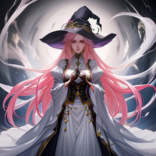  Beautiful, witch , full length, looking at the camera, pink hair with white curls, with jewelry hyperrealistic, full body, detailed clothing, highly detailed, cinematic lighting, stunningly beautiful, intricate, sharp focus, f/1. 8, 85mm, (centered image composition), (professionally color graded), ((bright soft diffused light)), volumetric fog, trending on instagram, trending on tumblr, HDR 4K, 8K