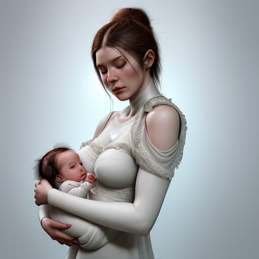  there is a woman holding a baby in her arms with a text overlay that reads with all love, zbrush contest winner, zbrush central contest winner, inspired by Anna Dittmann, inspired by Fabien Charuau, 3