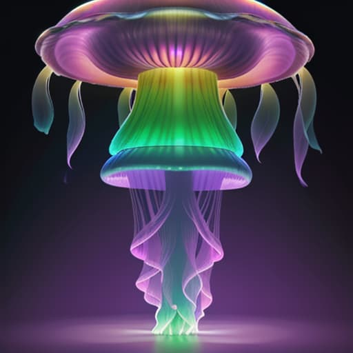  A giant jellyfish made of rainbow colored lights, in the style of James Turrell