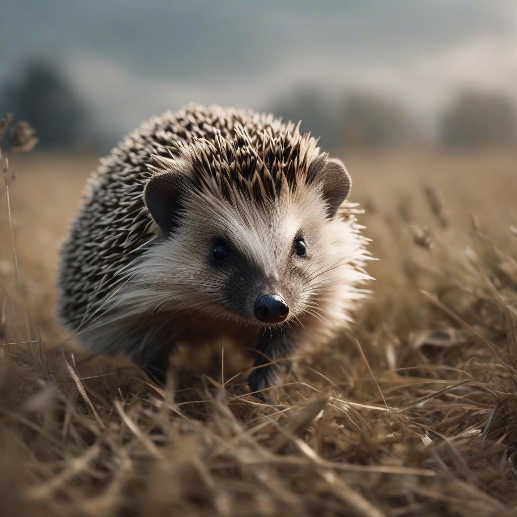  A hedgehog runs across the field. hyperrealistic, full body, detailed clothing, highly detailed, cinematic lighting, stunningly beautiful, intricate, sharp focus, f/1. 8, 85mm, (centered image composition), (professionally color graded), ((bright soft diffused light)), volumetric fog, trending on instagram, trending on tumblr, HDR 4K, 8K