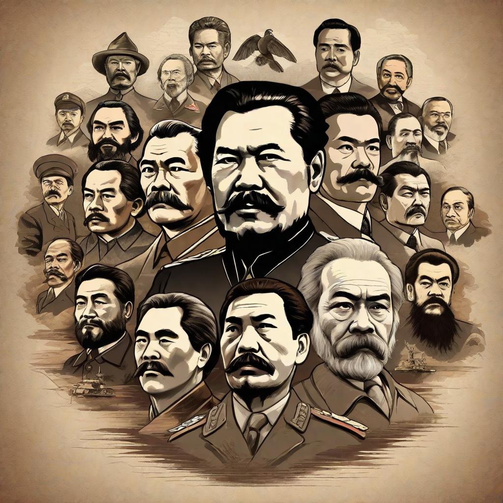  masterpiece, best quality, draw me a picture of Marx, Engels, Lenin, Stalin, Mao Zedong, Deng Xiaoping, Telman, Che Guevara and Castro together.