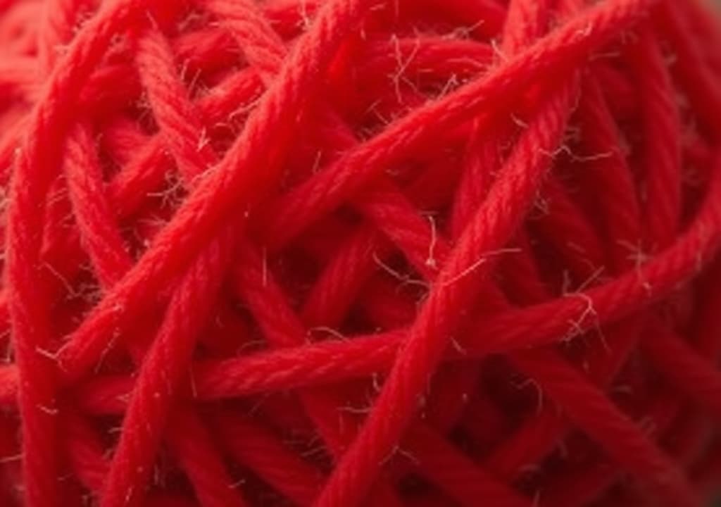  good quality, high quality, red yarn ball close up photography