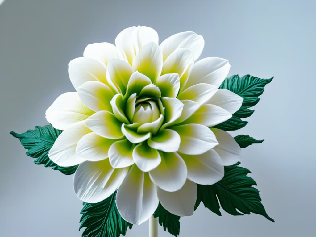  A closeup, ultradetailed image of a delicate sugar flower sculpture, showcasing intricate petals and leaves with a shimmering, crystalline texture under soft, diffused lighting. The focus is on the fine details, emphasizing the craftsmanship and artistry involved in creating sugar sculptures. hyperrealistic, full body, detailed clothing, highly detailed, cinematic lighting, stunningly beautiful, intricate, sharp focus, f/1. 8, 85mm, (centered image composition), (professionally color graded), ((bright soft diffused light)), volumetric fog, trending on instagram, trending on tumblr, HDR 4K, 8K