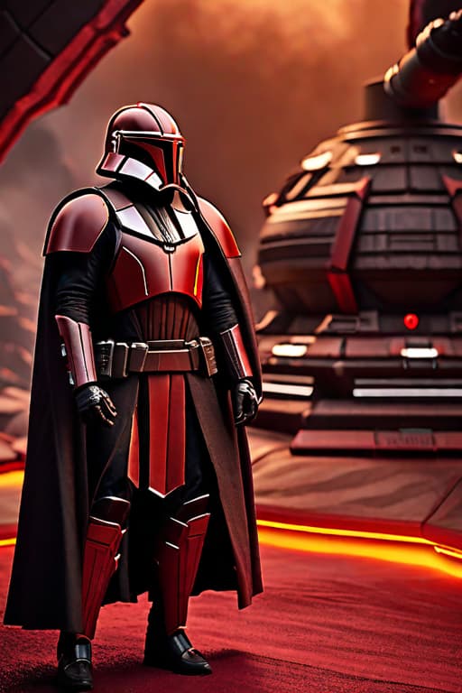  shattered clone guardian helmet on mustafar hyperrealistic, full body, detailed clothing, highly detailed, cinematic lighting, stunningly beautiful, intricate, sharp focus, f/1. 8, 85mm, (centered image composition), (professionally color graded), ((bright soft diffused light)), volumetric fog, trending on instagram, trending on tumblr, HDR 4K, 8K