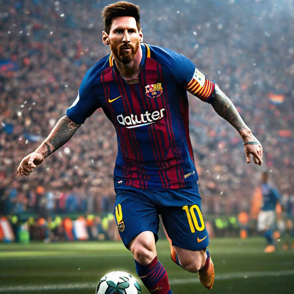  Messi en bonca juniots, realistic, portrait, art by donato giancola and greg rutkowski, realistic face, digital art, trending on artstation hyperrealistic, full body, detailed clothing, highly detailed, cinematic lighting, stunningly beautiful, intricate, sharp focus, f/1. 8, 85mm, (centered image composition), (professionally color graded), ((bright soft diffused light)), volumetric fog, trending on instagram, trending on tumblr, HDR 4K, 8K