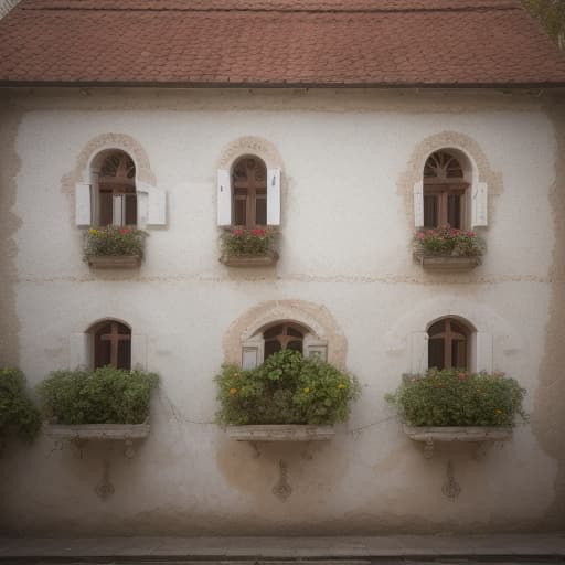  house facade, decorated to match current layout and windows with a local Romanian style with a modern twist, maintaining the original structure, photorealistic, contrast, high quality, hyper realistic, clear features, highly detailed, natural lighting, sharp focus, f/1.8, 85mm, high contrast, HDR 4K, 8K