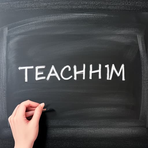  Draw a blackboard with the word teaching written on it.