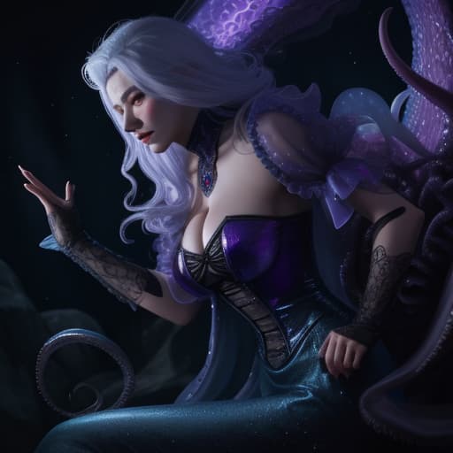  full body, xxx rated, dripping from body, Disney's Ursula the sea witch from the mermaid, below waist made of that of eight octopus tentacles sith large suction cups, purple skin, white hair, penetration, , intercourse with a man, focus face, face, 3d, hyperrealism , romanesque, close-up shots, 32k uhd warmcore , detailed character ilrations, , perfect composition, beautiful detailed intricate, insanely detailed octane render trending on artstation, 8 k artistic photography, ultra detailed, photorealistic concept art, soft natural volumetric cinematic perfect light, chiaroscuro, award - winning photograph, masterpiece, oil on canvas, raphael, caravaggio, greg rutkowski, beeple, beksinski, vivid color,