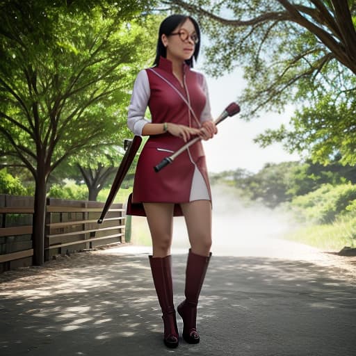  Sarada Uchiwa in face spreading legs hyperrealistic, full body, detailed clothing, highly detailed, cinematic lighting, stunningly beautiful, intricate, sharp focus, f/1. 8, 85mm, (centered image composition), (professionally color graded), ((bright soft diffused light)), volumetric fog, trending on instagram, trending on tumblr, HDR 4K, 8K