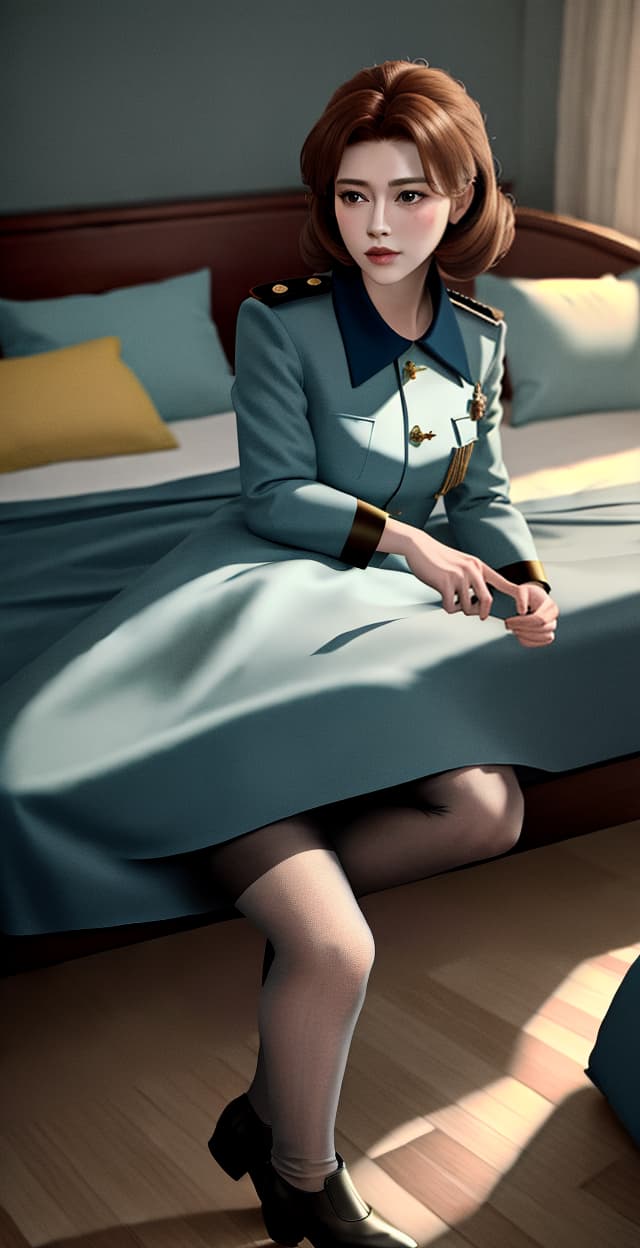  masterpiece, best quality, Best Quality, Masterpiece, 8k resolution,high resolution concept art, uniform,, , used condom, on bed