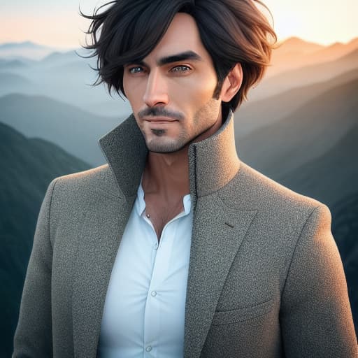 modelshoot style boy stand on mountain, actual 8K portrait photo of gareth person, portrait, happy colors, bright eyes, clear eyes, warm smile, smooth soft skin, big dreamy eyes, beautiful intricate colored hair, symmetrical, anime wide eyes, soft lighting, detailed face, by makoto shinkai, stanley artgerm lau, wlop, rossdraws, concept art, digital painting, looking into camera hyperrealistic, full body, detailed clothing, highly detailed, cinematic lighting, stunningly beautiful, intricate, sharp focus, f/1. 8, 85mm, (centered image composition), (professionally color graded), ((bright soft diffused light)), volumetric fog, trending on instagram, trending on tumblr, HDR 4K, 8K