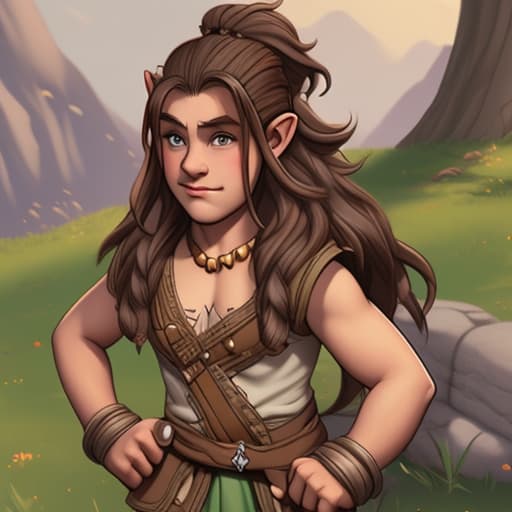  Halfling barbarian with brown hair