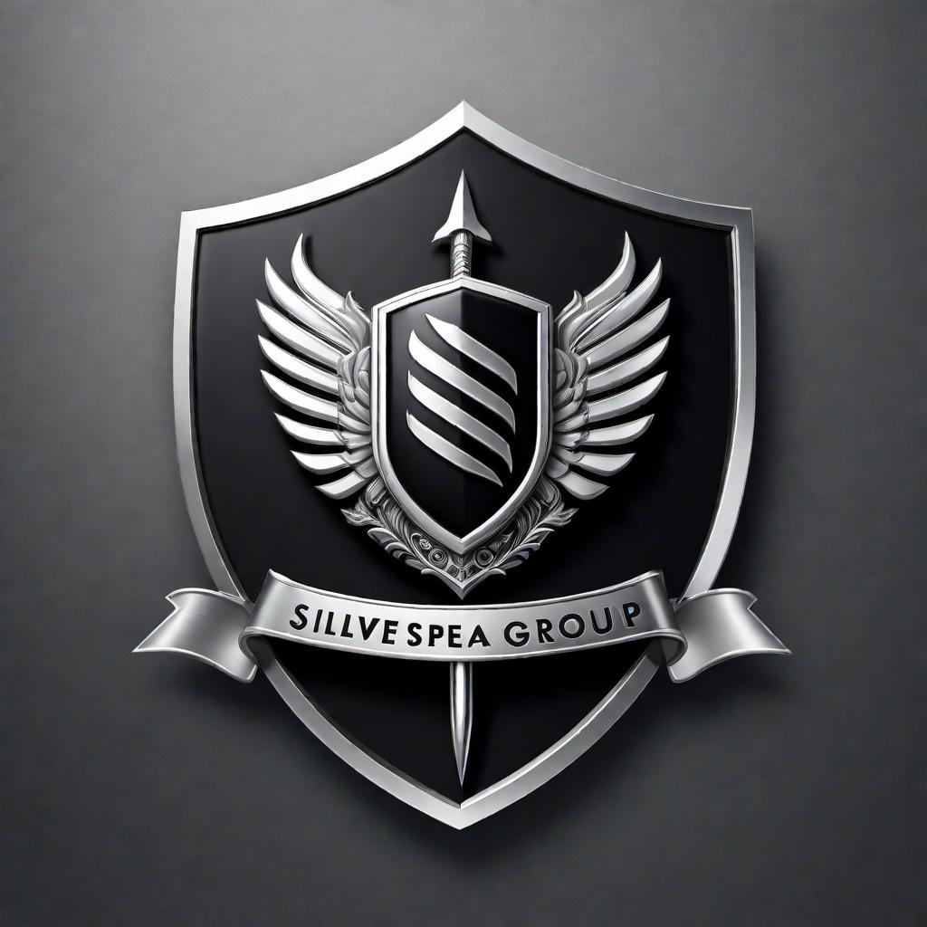  Create a modern and sleek logo for a company called 'Silver Spear Group'. The logo should feature a shield and a silver spear. The color scheme should be silver and black, embodying a professional and contemporary style. hyperrealistic, full body, detailed clothing, highly detailed, cinematic lighting, stunningly beautiful, intricate, sharp focus, f/1. 8, 85mm, (centered image composition), (professionally color graded), ((bright soft diffused light)), volumetric fog, trending on instagram, trending on tumblr, HDR 4K, 8K