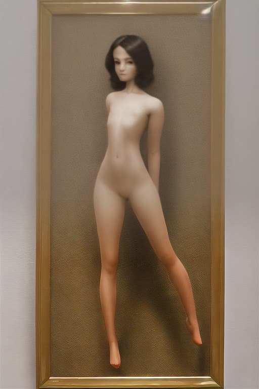 Full body portrait of beautiful small breasted woman, naked in an artful pose