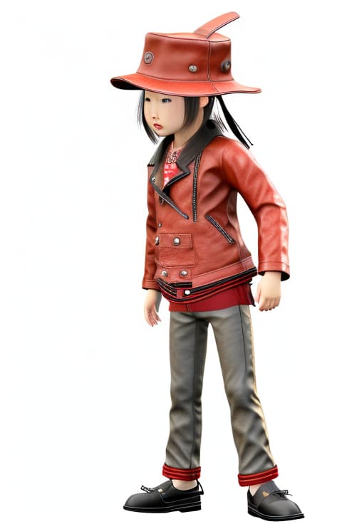  , japanese, hat, leather jacket, , leather shoes, photo realistic, high-definition, photography grade, 8K